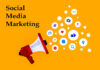 megaphone spouting icons and the words 'social media marketing' beside it